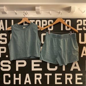 Aritzia Wilfred Free Weekend Cotton Cropped Tank and Shorts Set